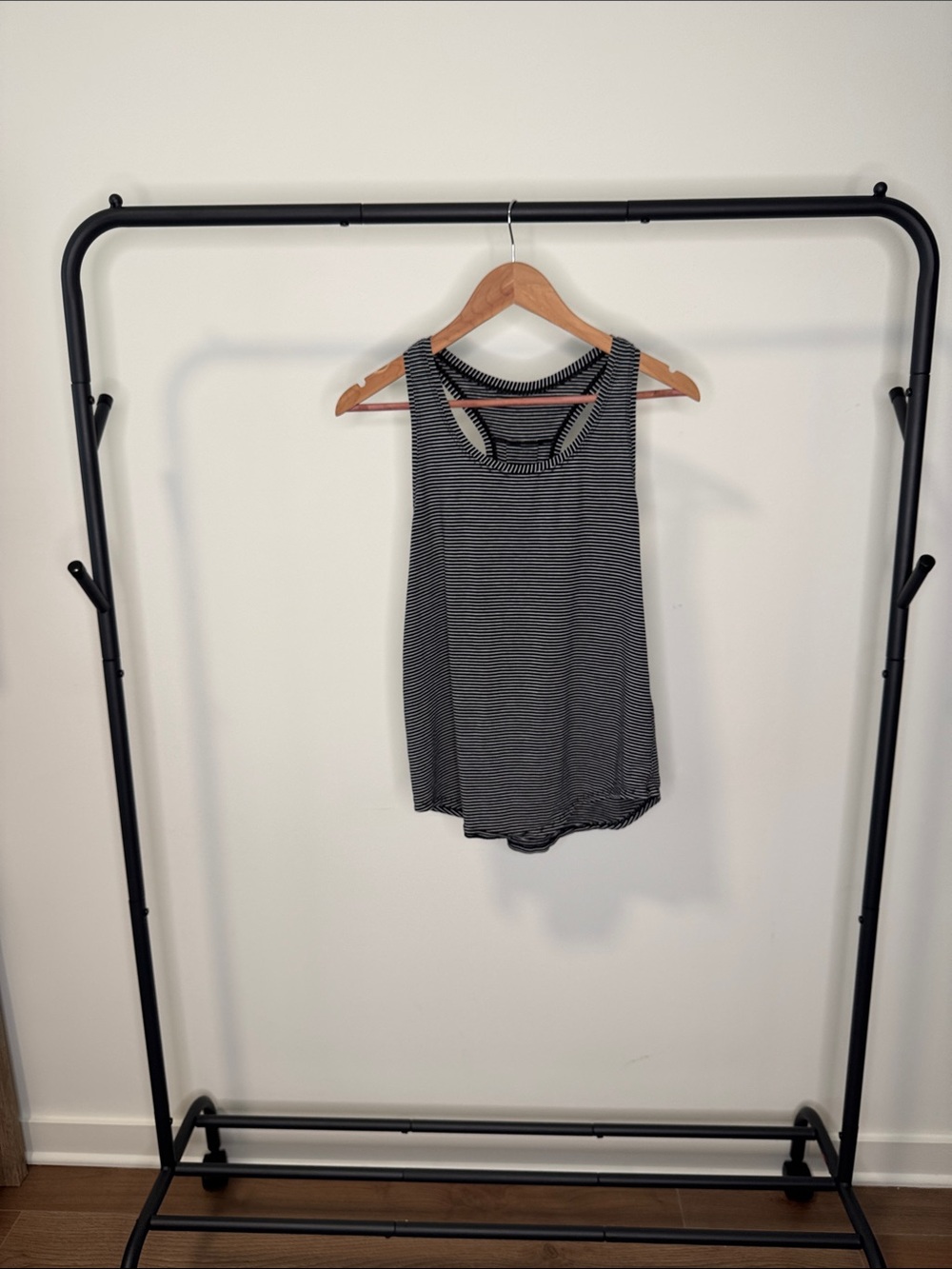 Lululemon Women's Black and White Striped Racerback Love Tank Top